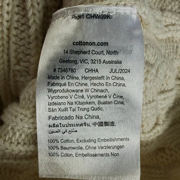 Cotton On Kids Cable Knit V-Neck Sweater Cream Navy Stripes Sz 9-10 - Picture 5 of 11